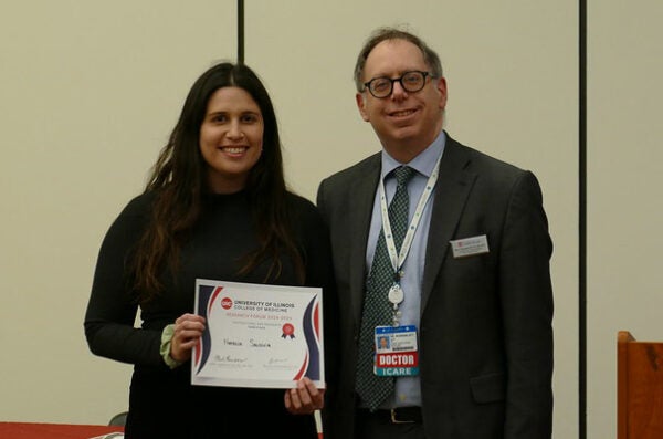 Student receiving an award